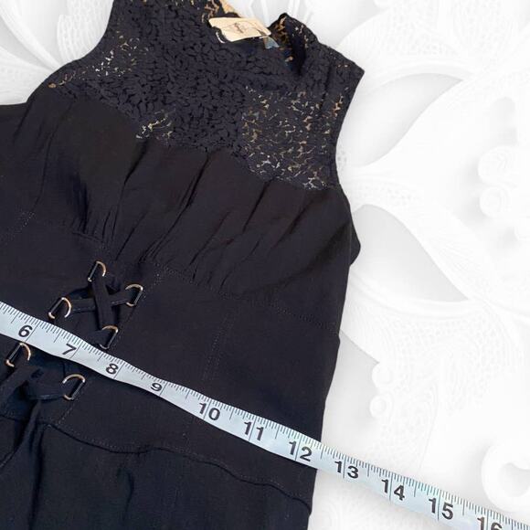 Intimately by Free People NWT Black Lace Cutout Corset Mock Neck Mini Dress M - Picture 6 of 13